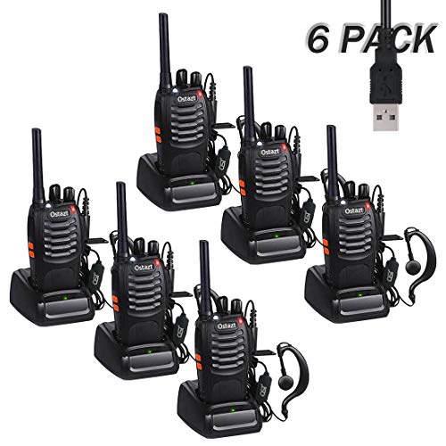 Talkie Walkies Profession 88E(Version Mise à Jour) Two Way Radio Rechargeables avec des écouteurs Originaux Construit en Torche LED (6 pcs)