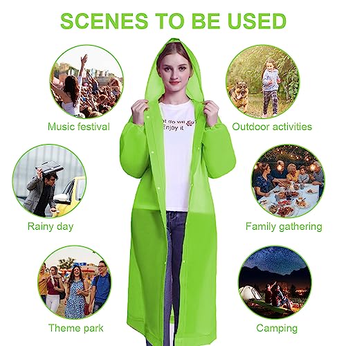 Vicloon Regenponcho, 2 Stück Regenponcho Festival Einweg, Unisex Wiederverwendbar Transparent Regenmantel, PEVA Tragbarer Wasserdicht Regencape, für Reisen, Wandern, Radfahren & Camping