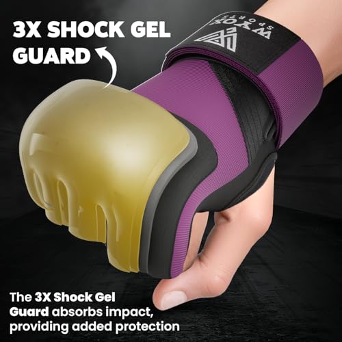 Image of WYOX Neoprene Gel Boxing Hand Wraps Inner Gloves for Men & Women - 80cm /31in Quick Wrist Strap, Padded Knuckle Protection, Fingerless MMA Muay Thai Kickboxing Wraps for Training & Martial Arts