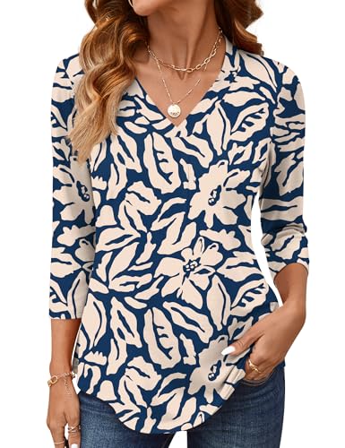 AKEWEI 3/4 Length Sleeve Womens Tops V Neck T Shirts Dressy Casual Basic Summer Tees 20252
