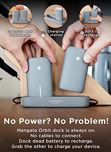 Mangata Orbit [Power-Bank 10000-Mah Portable Charger] Wireless Charging Station | 2-Pack 5000 Mah Fast Charge Battery For Iphone, Android Cell Phone #TOP4