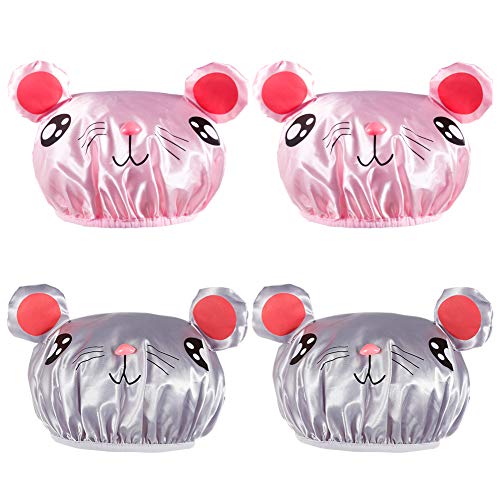 SUSSURRO 4Pcs Kids Shower Cap Cartoon Bath Hat Cute Shower Bath Caps,2 colors