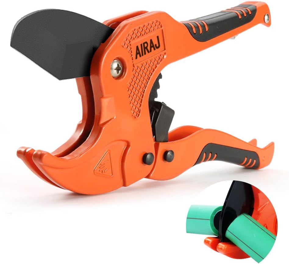 AIRAJPlastic Pipe Cutter, Ratchet PVC Pipe Cutter, Used for Cutting PEX, PVC and PPR Plastic Pipes, Suitable for Households, Maintenance Workers