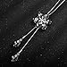 Chargances Grey Crystal Flower Pendant Necklace Long Sweater Necklace Rhinestone Pendant Y Choker Necklaces Fashion Jewelry for Women (Grey)