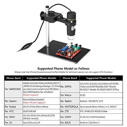 KKmoon Microscópio 1000X Ampliação USB Digital com Função OTG Endoscópio 8-LED Lupa Ampliador com Su