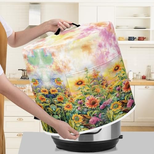 Image of Cozeyat Sunflowers Pressure Cooker Air Fryer Cover,Round Pressure Cooker Dust Cover,Protective Cover with Pocket Kitchen Appliances for Electric Pressure Cooker Air Fryer Rice Cooker Steamer
