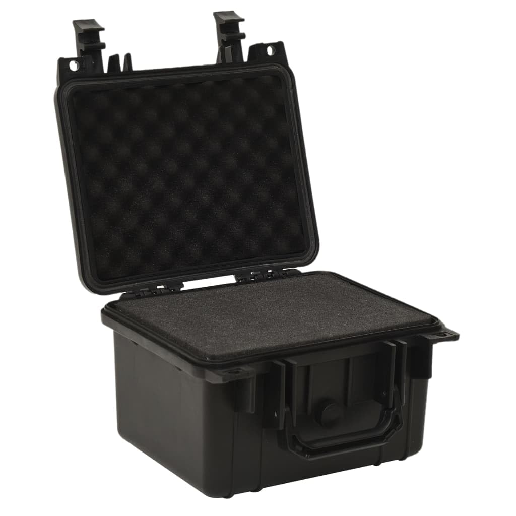 Valigia portatile nera, 27 x 25 x 18 cm, rigida in polipropilene e ABS con inserto in schiuma, impermeabile, antiurto, imbottita, ideale per fotocamera, viaggi, attività all'aperto ed