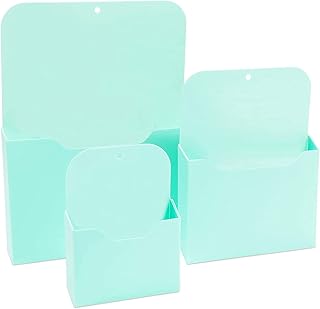 Magnetic File Holders Set, 3 Sizes (Teal, 3 Pack)