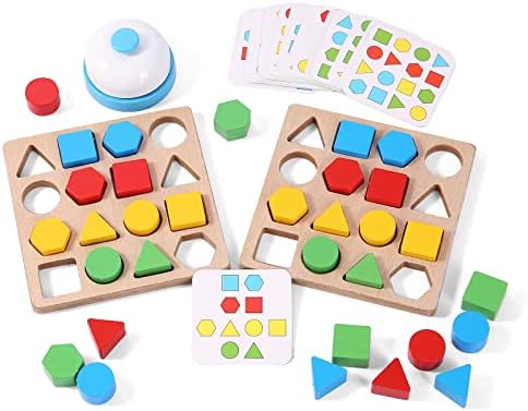 Wooden Puzzles Shape Color Matching Board Games Preschool Educational Montessori Toys for Kids 3 4 5 6 Years Old Boys Girls Brain Teaser Puzzles Logic Game with Bell Cards Wooden Puzzles Shape Color Matching Board Games Preschool Educational Montessori Toys for Kids 3 4 5 6 Years Old Boys Girls Brain Teaser Puzzles Logic Game with Bell Cards