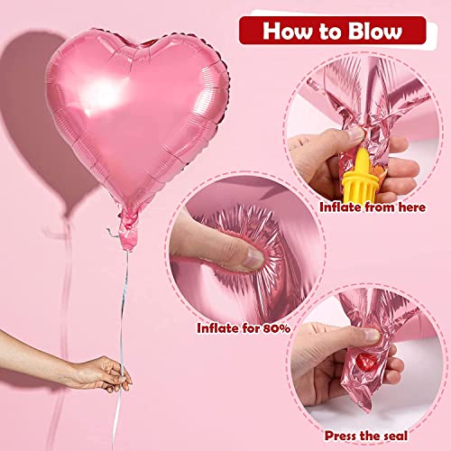 Image of Party Propz Heart Shape Foil Balloons, 18-Inch Pack of 10 Heart Foil Balloons, Heart Balloons For Decoration, Wife Birthday Decoration Items, Love Decoration Items (Foil), Pink & White