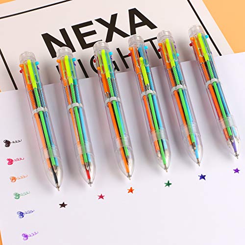 smttw Pacote com 8 canetas esferográficas multicoloridas 6 em 1 de 0,5 mm - Melhor para escrita suav