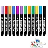 Generisch Textilstifte Waschmaschinenfest, 12 Farbige Stoffmalstifte, Textilfarbe Für T-Shirts, Stoffbeutel Und DIY-Projekte, Ideal Für Kinder Und Erwachsene