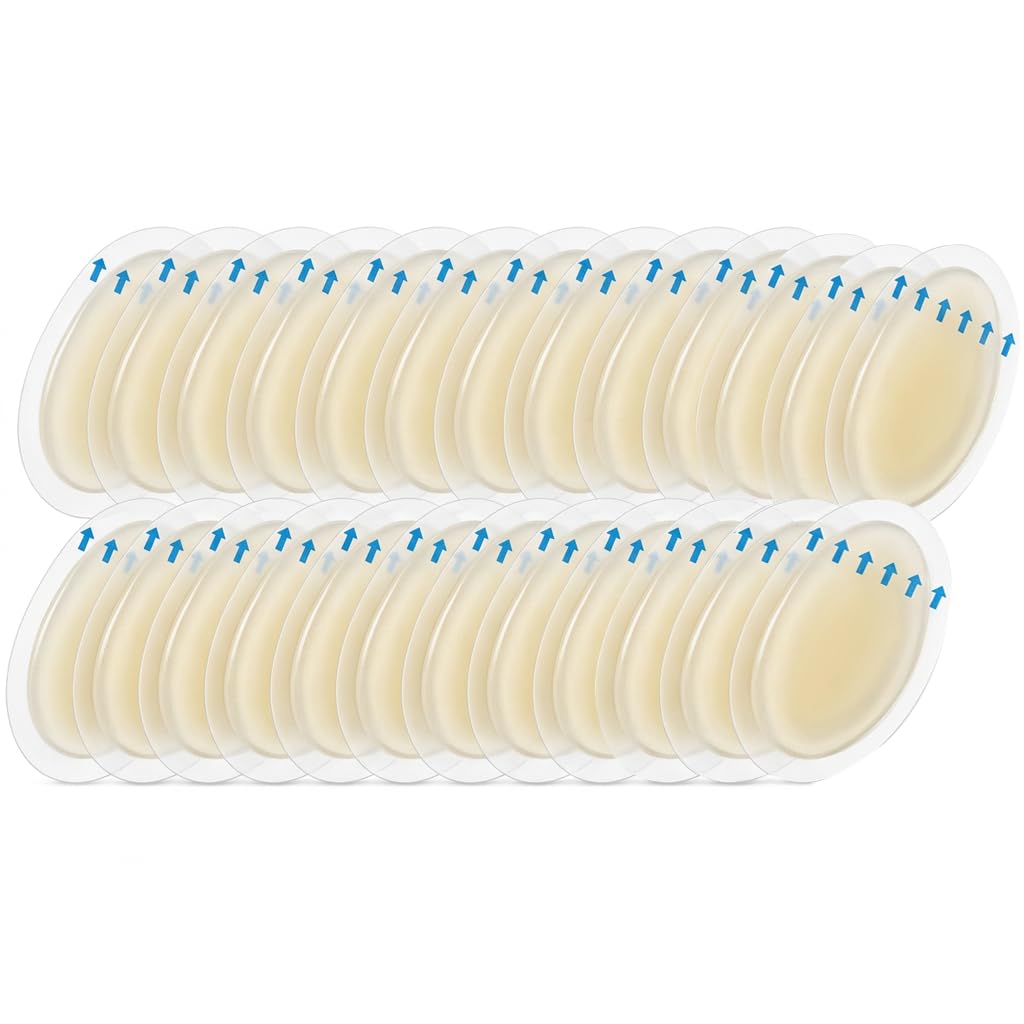Apósitos de Gel para Ampollas [25 Piezas] - Parches Hidrocoloides para Talones y Pies Diseño Elipse 37x55mm Protección Impermeable contra Roces Invisible Beige