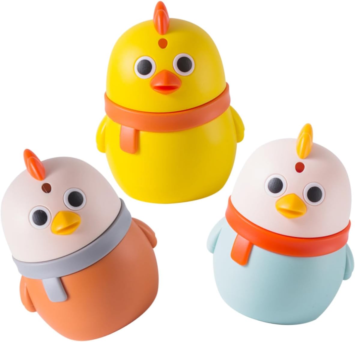 SECFOU 3pcs Push Type Toothpick Holder Set Plastic Desktop Toothpick Dispensers Cute Chick Shape for Home Tabletop Use