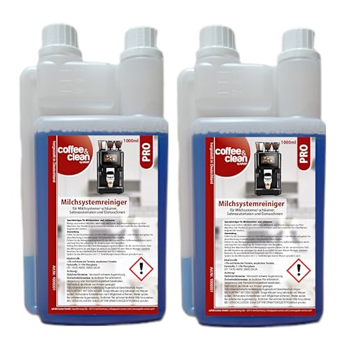 JaPeBi 2x 1 Liter Milchschaumreiniger Milchsystemreiniger Coffee&Clean für Kaffeevollautomaten, Milchschäumer, Sahneautomaten