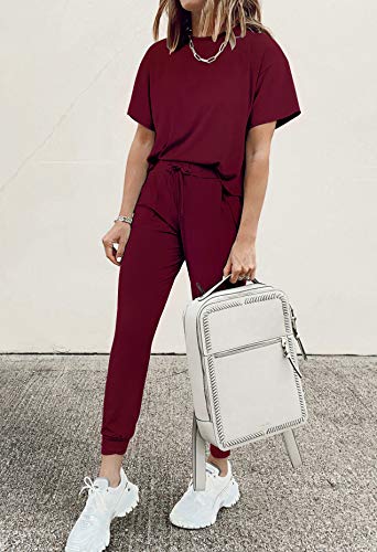 PRETTYGARDEN Women's Two Piece Sets 2025 Summer Spring Jogger Pants Travel Vacation Lounge Outfits Airplane Matching Clothes