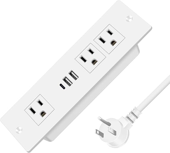 Recessed Power Bar, Desktop Power Strip Flush Mount Furniture Recessed