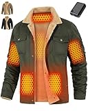 Men Heated Jacket Battery Pack Included Casual Fleece Lined Winter Work Coat Graphene Warming Clothes Apparel Rechargeable 12v 7.4v USB Electric Sherpa Sweater Sweatshirt Vest Hoodie Self Heating