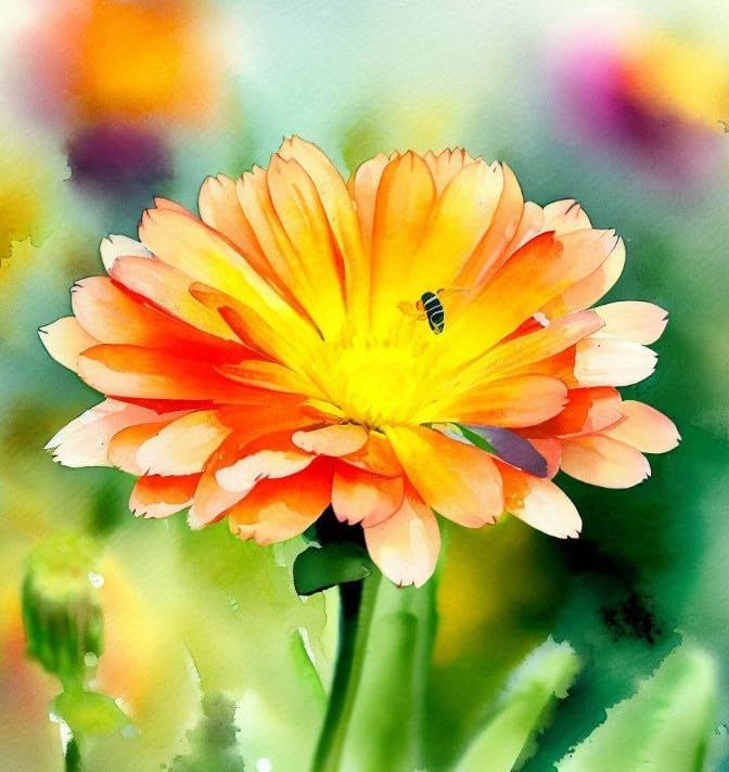 Calendula offinalis (Calendula, Dwarf Mixed: Fiesta Gitana) Flower Seeds, Multi-Colored Flowers, Highly Attractive to Pollinators, Seeds by MySeeds.Co, You Choose The Amount (1/2 LB)