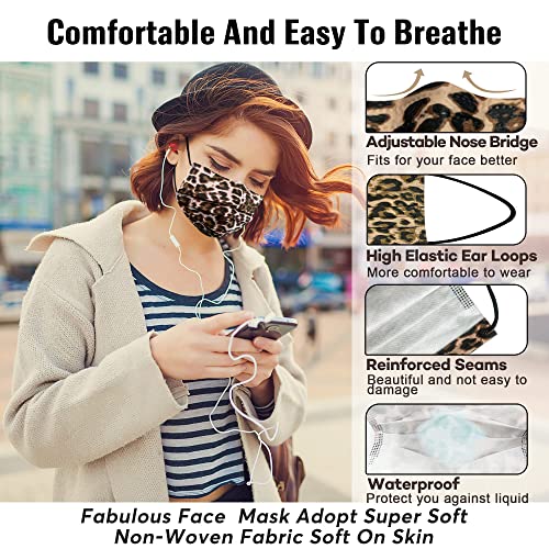 Xdx Face Mask Individually Wrapped, Disposable Colorful Mask (Leopard) #TOP2