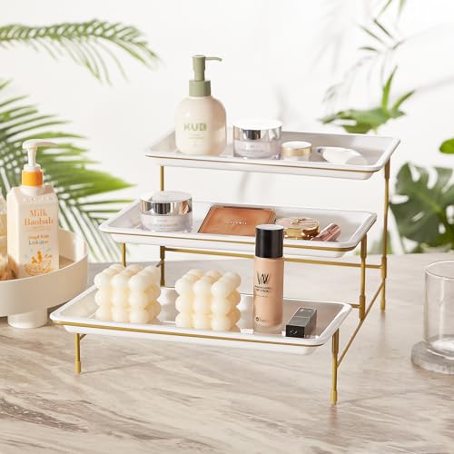 Lifewit 3 Tier Serving Tray for Party Supplies, 30x17cm Plastic Platters for Food, White Reusable Trays with Metal Display Stand for Buffets, Cake, Snack, Veggie, Fruit, Cookies, Dessert, Dishes - Image 9
