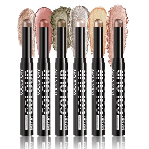 6PCS Eyeshadow Stick Set, Waterproof Long Lasting Eyeshadow Stick Sets Create Glitter Eye Makeup (# SetB)