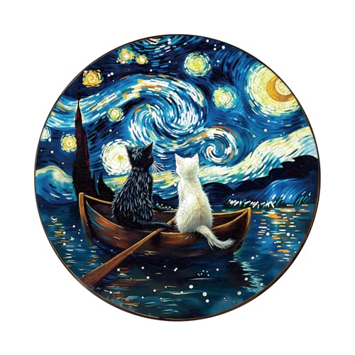 WOODBESTS Puzzles de Madera para Adultos, Rompecabezas de Gato Starry Voyage, Piezas en Forma de Animal Única, Juego de Puzzle para Familia y Amigos (200 piezas, 11.4 x 11.4 pulgadas) miniatura 1
