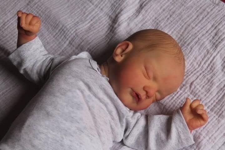 Zero PamSleeping Reborn Baby Doll Lifelike Vinyl Silicone Baby Eyes Closed 18 Inch Realistic Newborn Doll Real Life Boy Doll Soft Weighted Hand-Made