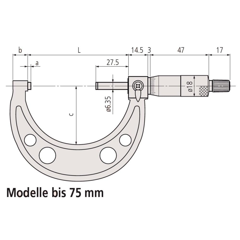 Mitutoyo MIT103-129 Micrómetro con graduación de 0.001 mm, rango de 0 mm-25 mm