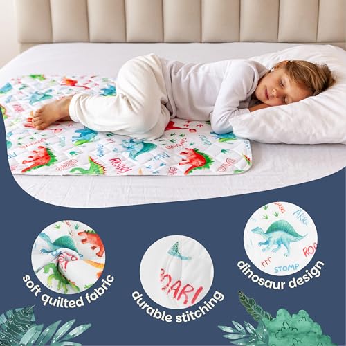 Lynmark 2 Coprimaterasso Per Bambini Per Imparare A Bagnare Il Vasino, Impermeabile, Antiscivolo, Lavabile, Assorbe Fino A 2000 Ml, 88,9 X 83,8 Cm, Dinosauro - 9