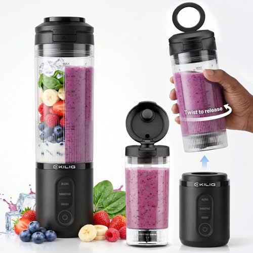 Image of Kilig Vortex Blitz Portable Blender, Sip-Ready Jar Design, 470ml BPA-Free Jar, USB-C Rechargeable, 3 Modes (Blend, Smoothie, Crush), 6 Blade system