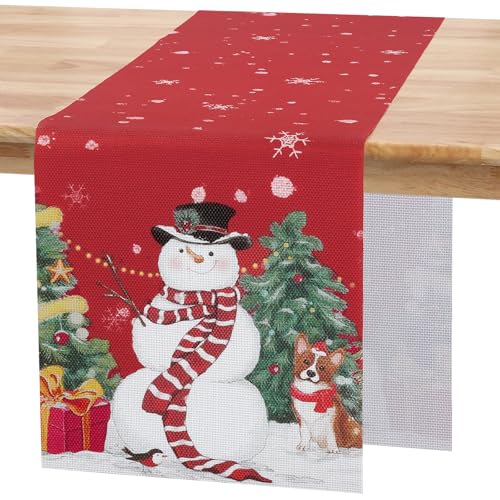 Banchif Caminos de Mesa Lavables, Caminos de mesade Doble Cara Navidad Invierno / Navidad Resistentes al Calor Antideslizante Fácil de Limpiar y Impermeable Juego de 30x 180 CM
