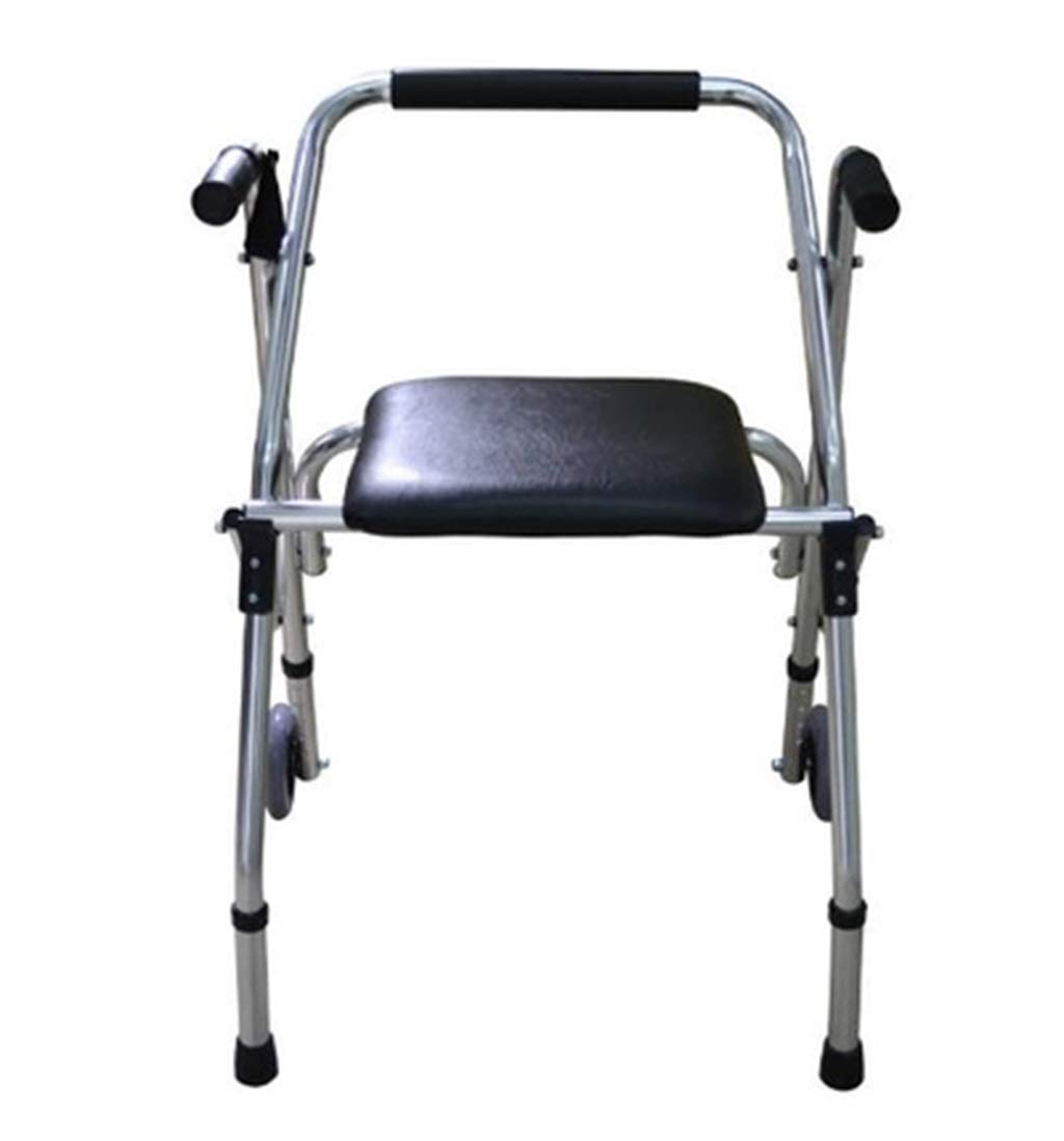 Andador para Ancianos, Andador de Aluminio con Ruedas de Dos Ruedas Plegable Ligero con Asiento Acolchado Mango ergonómico-Altura Ajustable Interesting