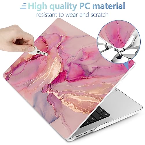 Image of MEEgoodo Case for M5 /M4 /M3 /M2 MacBook Air 13 inch 2026 2025 2024 2022, Fit Model A3449 /A3240 /A3113 /A2681, Case Compatible with MacBook Air 13.6-inch, Gold Splashes Marble