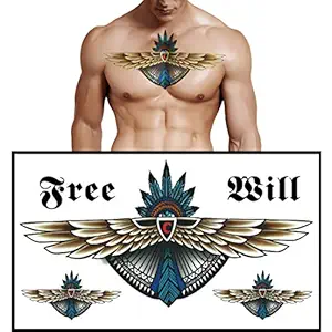 S.A.V.I Temporary Tattoos Waterproof for Men and Women - Flying Bird in Blue Color Design for Chest, Waist, and Back, Size- 24x14cm