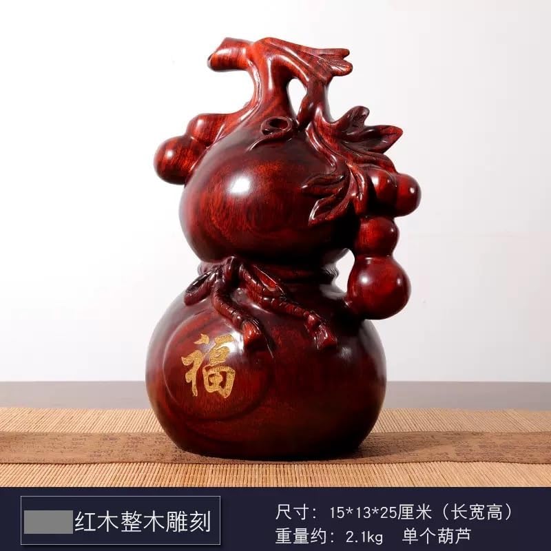 Mascot Wooden Crafts Wood Carving Art Wood Decoration Artwork 刺猬红木福禄 25 * 13 * 15cm 葫芦摆件风水礼品(刺猬红木葫芦 25 * 13 * 15cm)