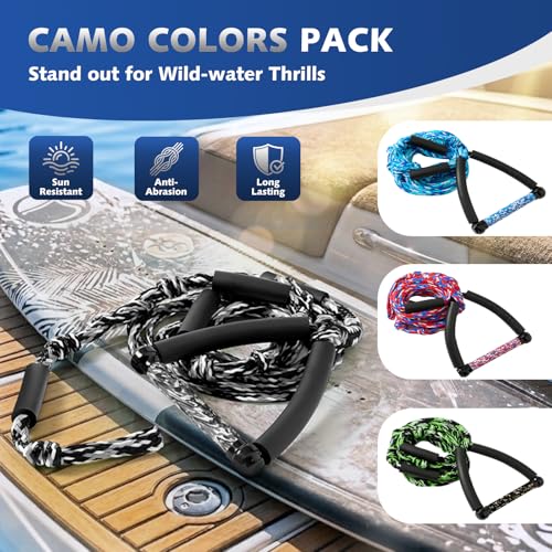 image for QLOOASEA 25 FT Wake Surf Rope for Boat, Floating Wakesurf Rope with Ha