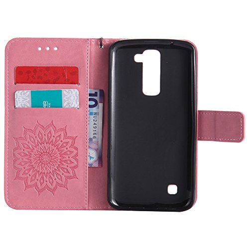 Isadenser Lg K7 Case Lg Tribute 5 Case [Wallet Stand] As Case With Shockproof Credit Card Holder Flip Magnetic Closure Protection New Pu Leather Wallet Case Cover For Lg Tribute 5 Pink Sunflower #TOP3