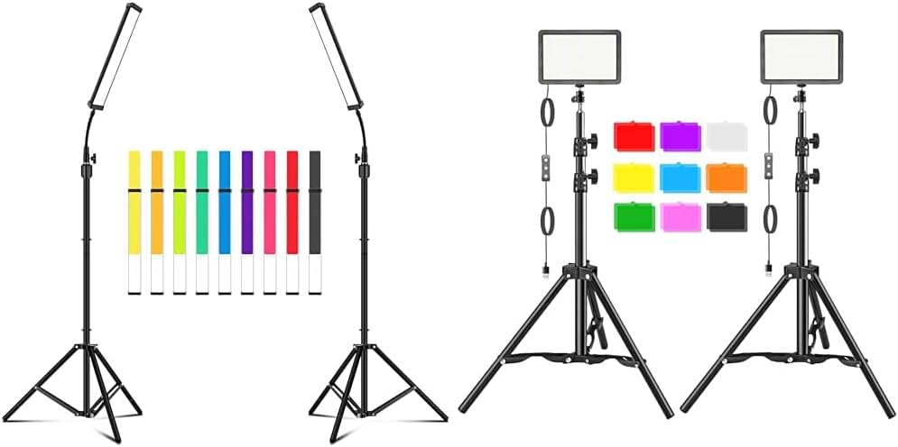 Led Video Lighting Kit with Wand Stick - Photography Studio Light,Adjustable Tripod Stand & Hagibis Studio LED Video Light Kit - 9 Color Filters, Adjustable Tripod, for Photo Video Streaming