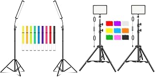 Led Video Lighting Kit with Wand Stick - Photography Studio Light,Adjustable Tripod Stand & Hagibis Studio LED Video Light Kit - 9 Color Filters, Adjustable Tripod, for Photo Video Streaming