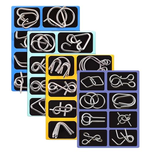Juego de 32 Piezas de Metal, de Metal para desenredar, Juegos de ajos para Adultos, Juegos de Habilidad, tareas de Pensamiento, para concentración y Paciencia