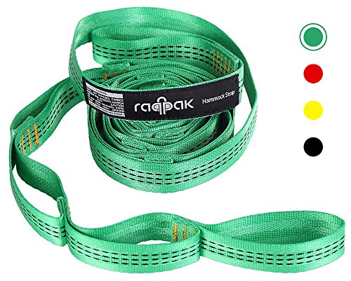 Raqpak Hammock Straps for Tree 2 Piece Set XL Long and Heavy Duty Adjustable Suspension with Multiple Colors