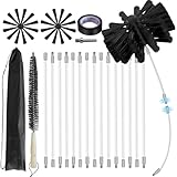 20Feet Chimney Sweep Kit,8 in Brush Head,Dryer Vent Cleaner Kit, Chimney Sweep&Chimney Cleaning Kit, Rotary Chimney Cleaning System for Flue/Fireplace/Sewage Pipe/Hood with 15 Nylon Flexible Rods