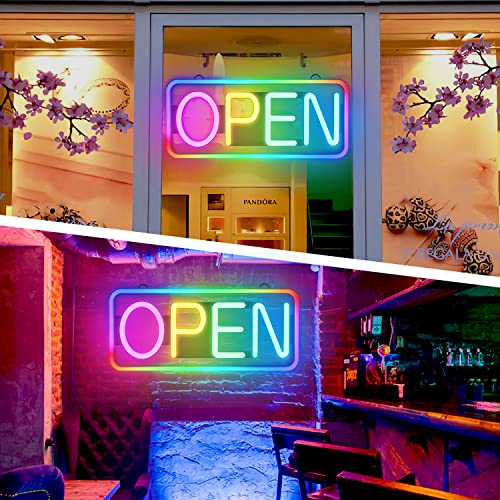 Letrero abierto LED RGB con brillo ajustable y efectos dinámicos para escaparates 5