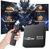 Équipé d'une connectivité sans fil et filaire : Ce boîtier TV Android H20 PRO prend en charge le Wi-Fi double bande, vous permettant de l'utiliser n'importe où dans votre maison avec un signal Wi-Fi et d'accéder sans effort à du contenu en ligne à tout moment. Il dispose également d'un port LAN 100M, prenant en charge les connexions réseau filaires et sans fil