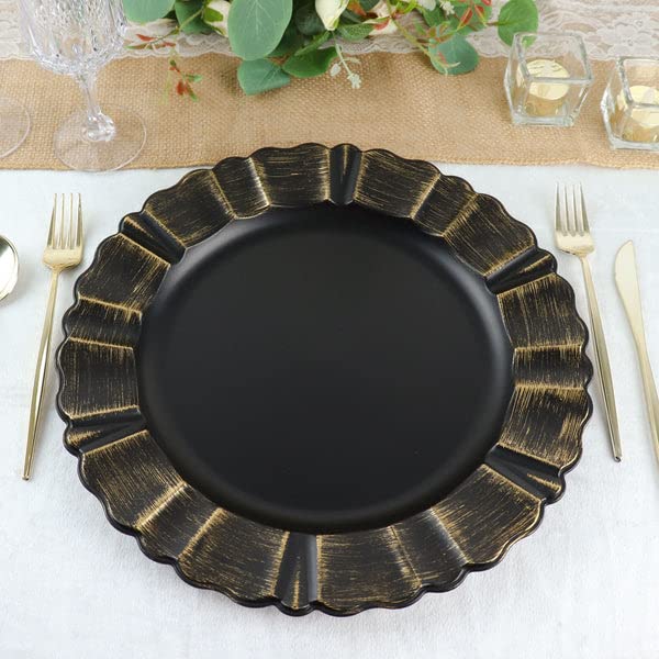 Set de 6 platos cargadores redondos negros 13 pulg miniatura 1