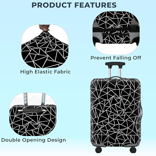 Image of Kraptick Printed Luggage Cover-Suitcase Cover with Double Opening Design, Travel Suitcase Cover for Protection, Protective Elastic Trolley Cover, Cover Bag with Geometric Printed Design (22-25 Inch)