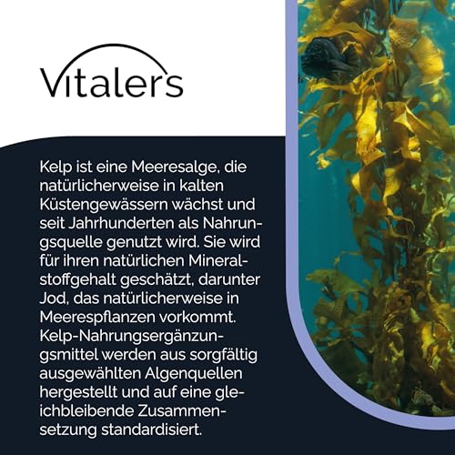 Vitaler's Kelp 20 mg – 180 Tabletten, vegan, 6 Monate Einnahme, ohne Konservierungsstoffe, reine Zusammensetzung