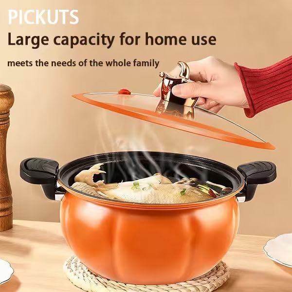 Miniatura 4 de Olla a presión de acero inoxidable de 8 l2.11 galones, ollas de presión para cocinar, olla de sopa antiadherente en forma de calabaza, olla a