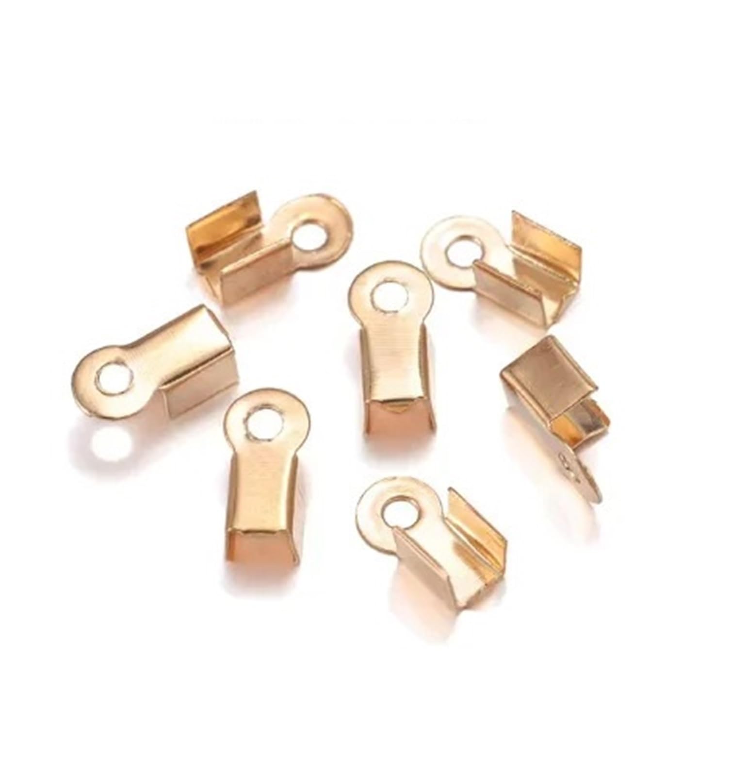 Koraliki zaciskane 2000 sztuk 6 kolorów zaciskane końcówki sznurka składane zaślepki biżuteria do tworzenia biżuterii bransoletka naszyjnik DIY rzemiosło(Kc gold,S 3-6mm)